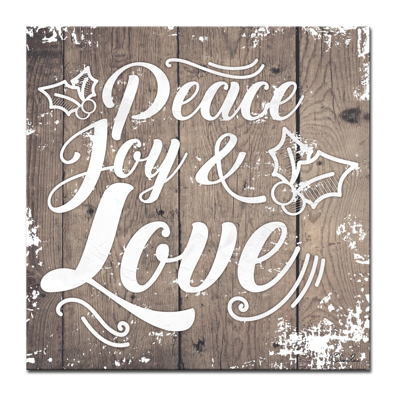Crafted Creations Brown and White Christmas Peace Joy Love Wrapped Square Wall Art Decor 20" x 20"
